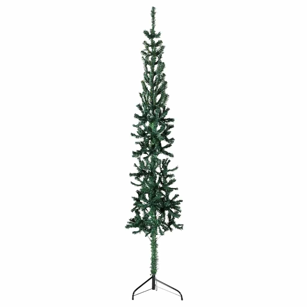 vidaXL Slim Artificial Half Christmas Tree with Stand Green 210 cm