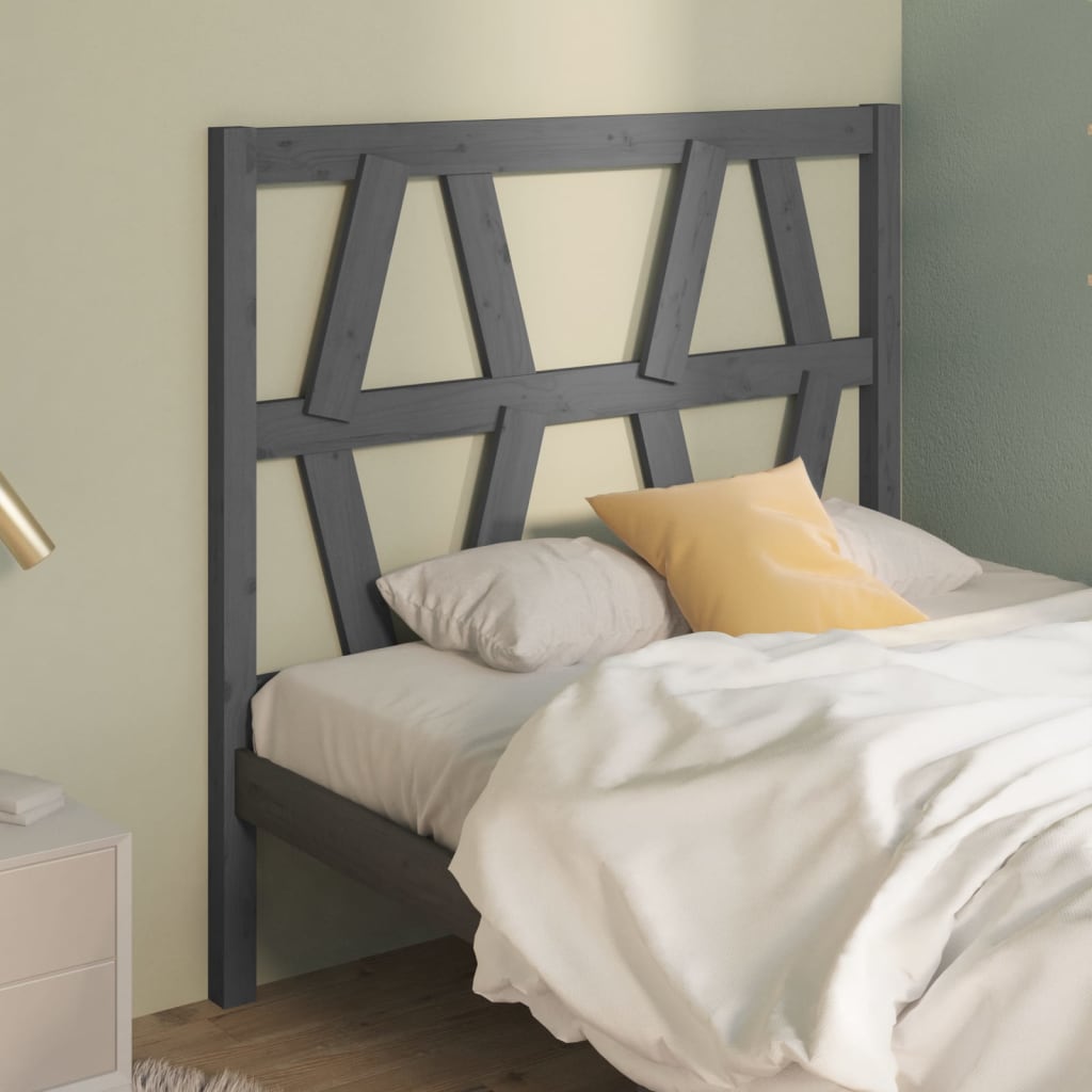 vidaXL Bed Headboard Grey 81x4x100 cm Solid Wood Pine