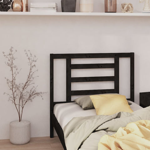 vidaXL Bed Headboard Black 106x4x100 cm Solid Wood Pine