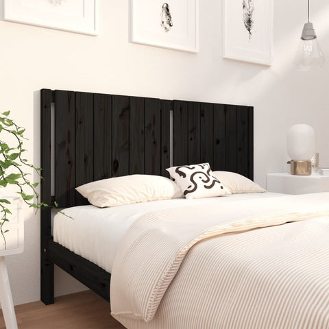 vidaXL Bed Headboard Black 145.5x4x100 cm Solid Wood Pine