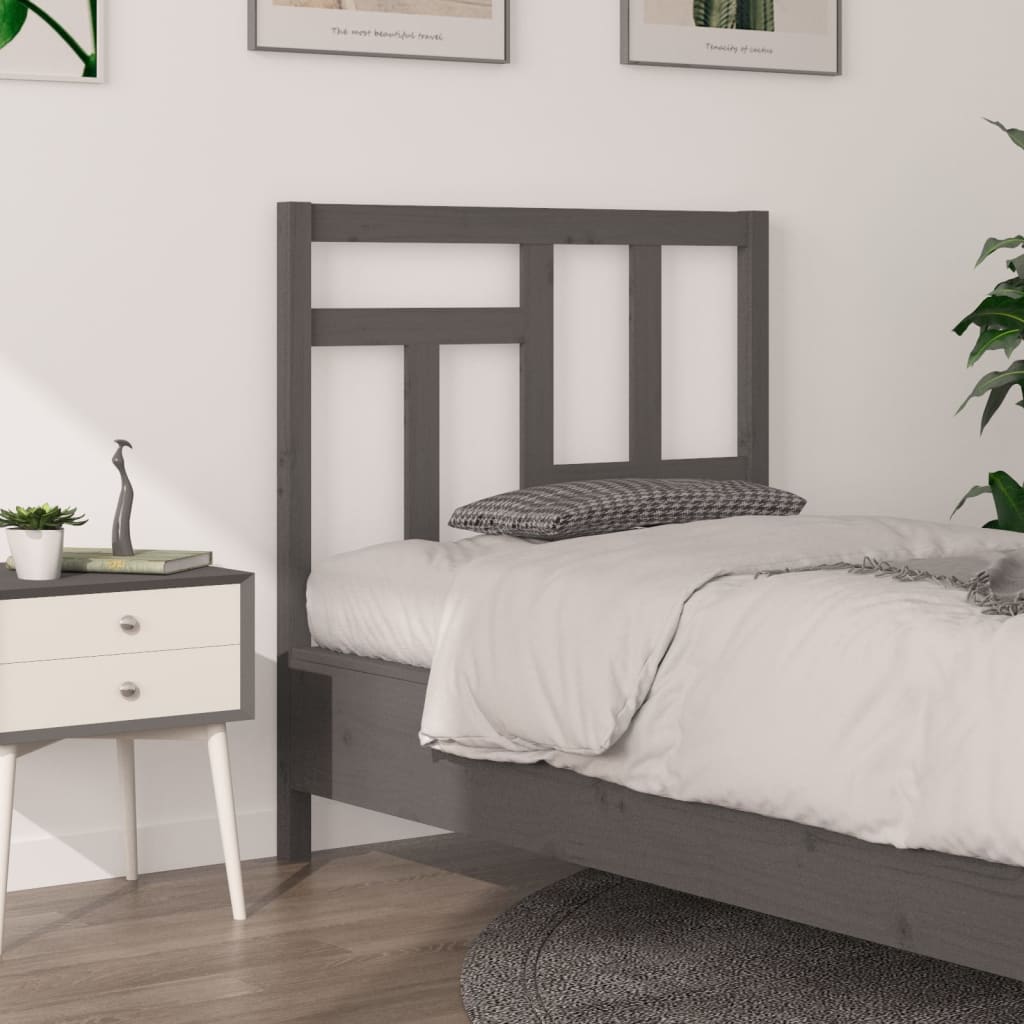 vidaXL Bed Headboard Grey 95.5x4x100 cm Solid Wood Pine