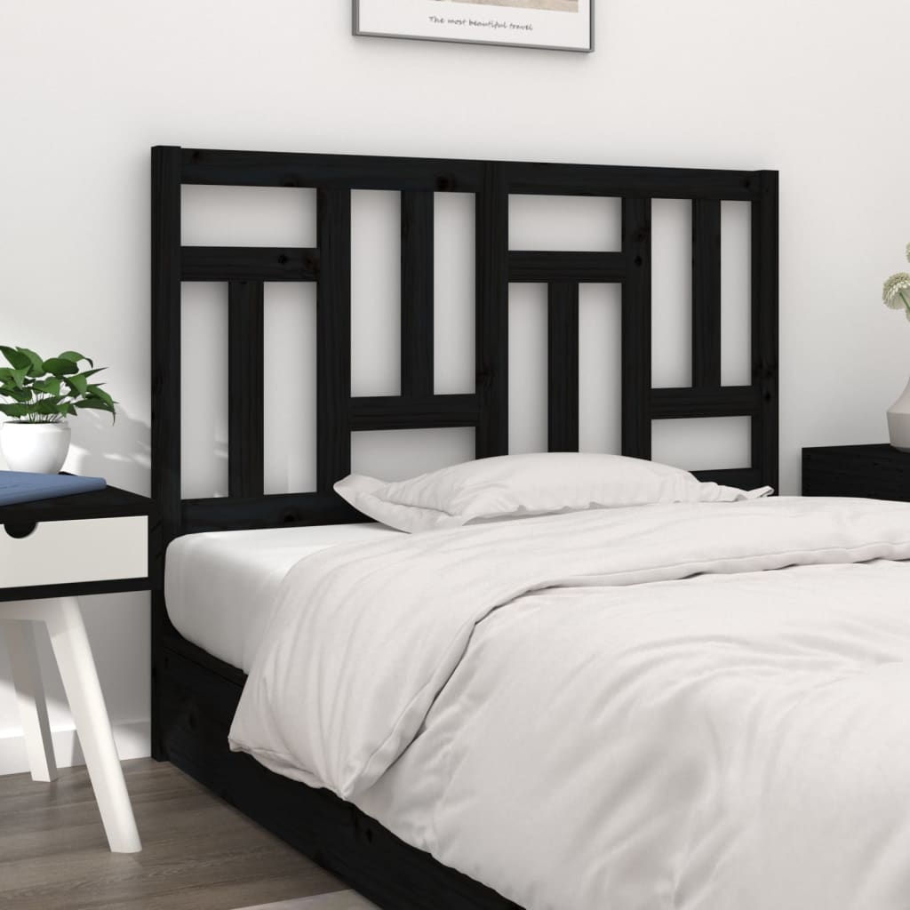 vidaXL Bed Headboard Black 205.5x4x100 cm Solid Wood Pine