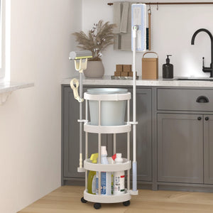 vidaXL Cleaning Trolley with Storage Basket Aluminium