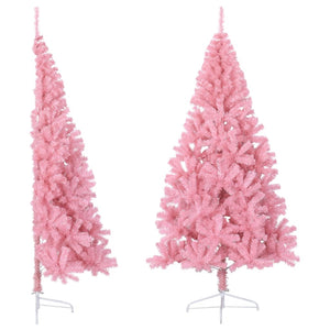 vidaXL Artificial Half Christmas Tree with Stand Pink 210 cm PVC