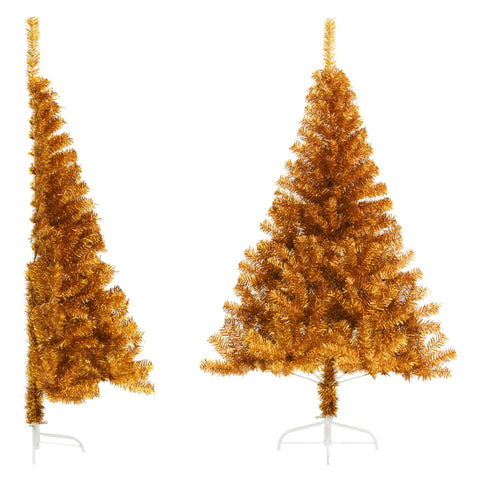 vidaXL Artificial Half Christmas Tree with Stand Gold 180 cm PET