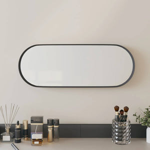 vidaXL Wall-mounted Mirror Black 15x40 cm Oval