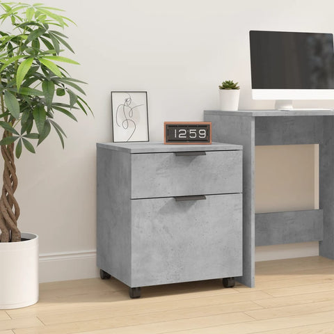 vidaXL Mobile File Cabinet with Wheels Concrete Grey 45x38x54 cm Engineered Wood