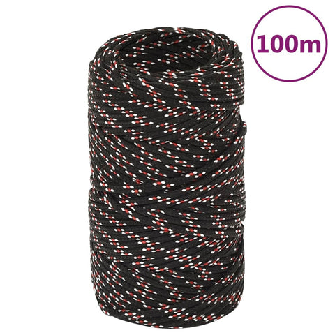 vidaXL Boat Rope Black 2 mm 100 m Polypropylene