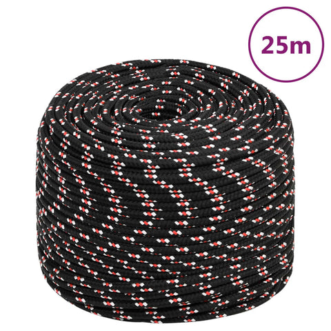 vidaXL Boat Rope Black 6 mm 25 m Polypropylene