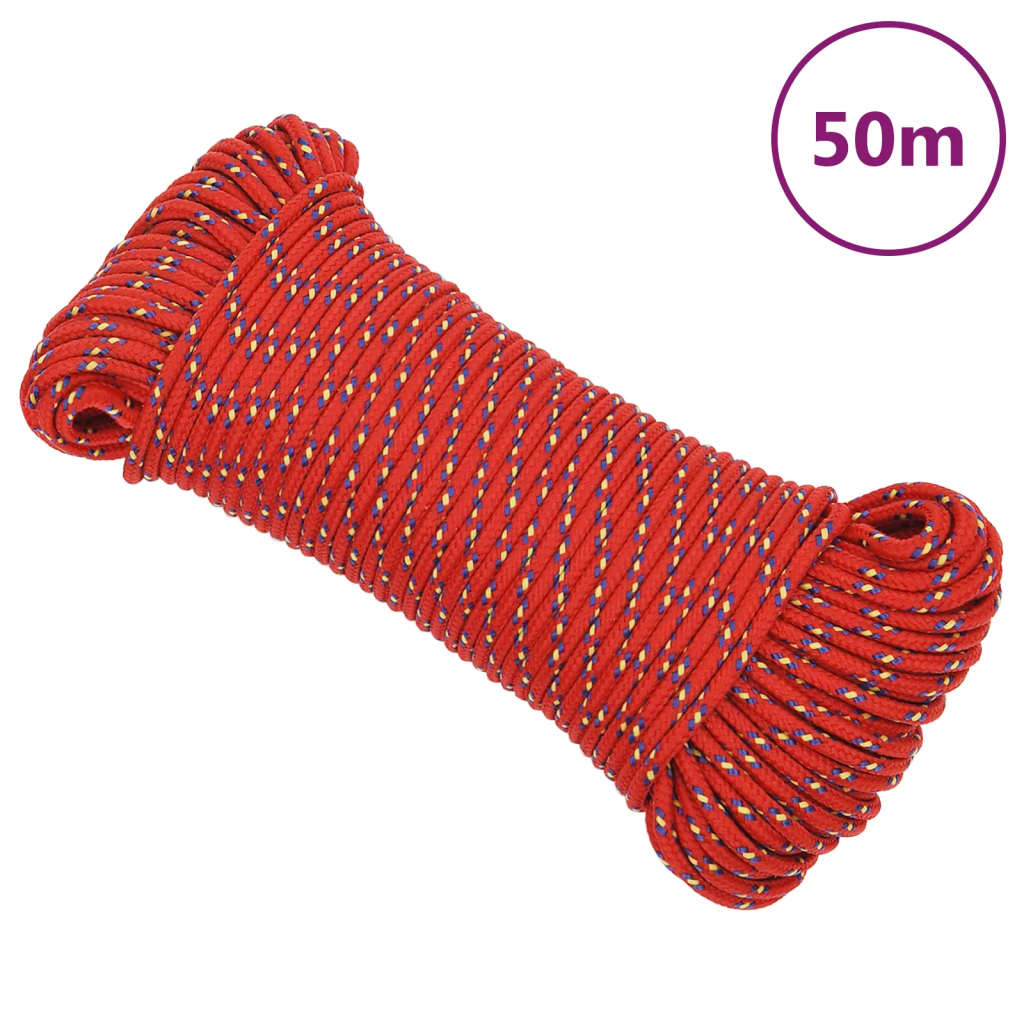 vidaXL Boat Rope Red 5 mm 50 m Polypropylene