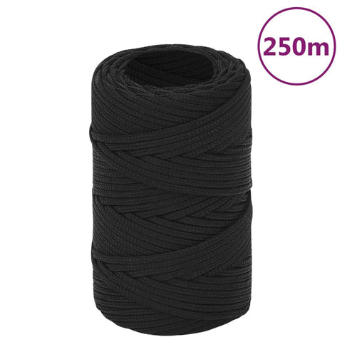 vidaXL Boat Rope Full Black 2 mm 250 m Polypropylene