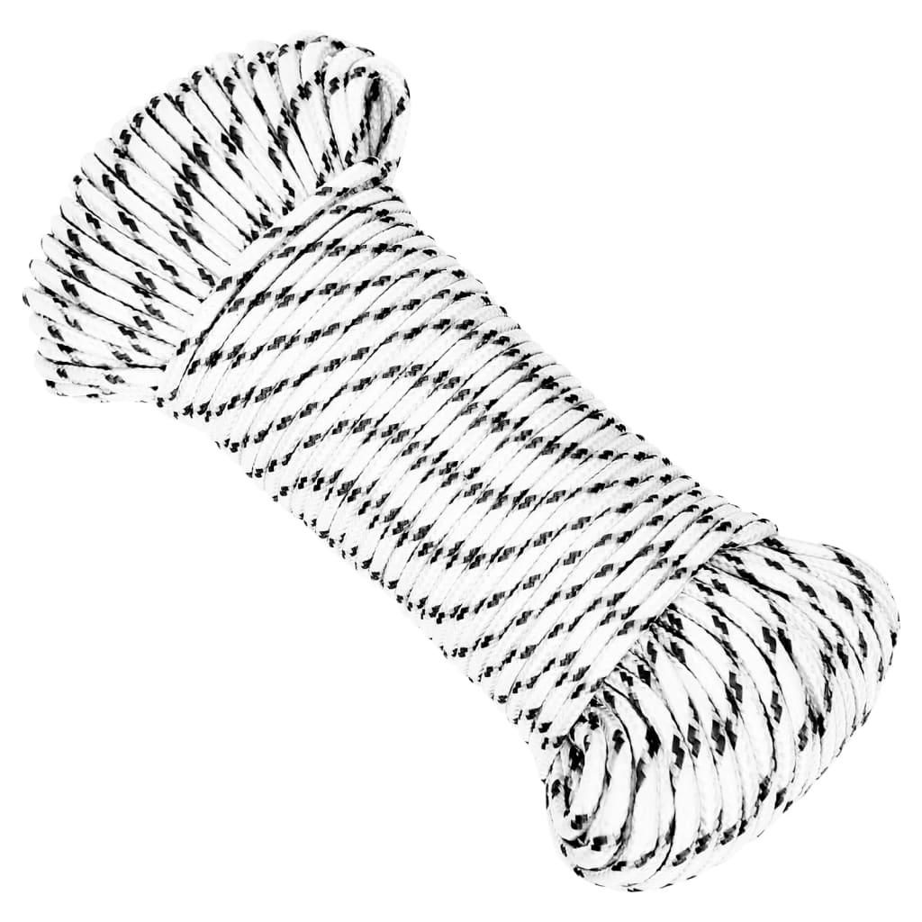 vidaXL Braided Boat Rope White 3 mmx250 m Polyester