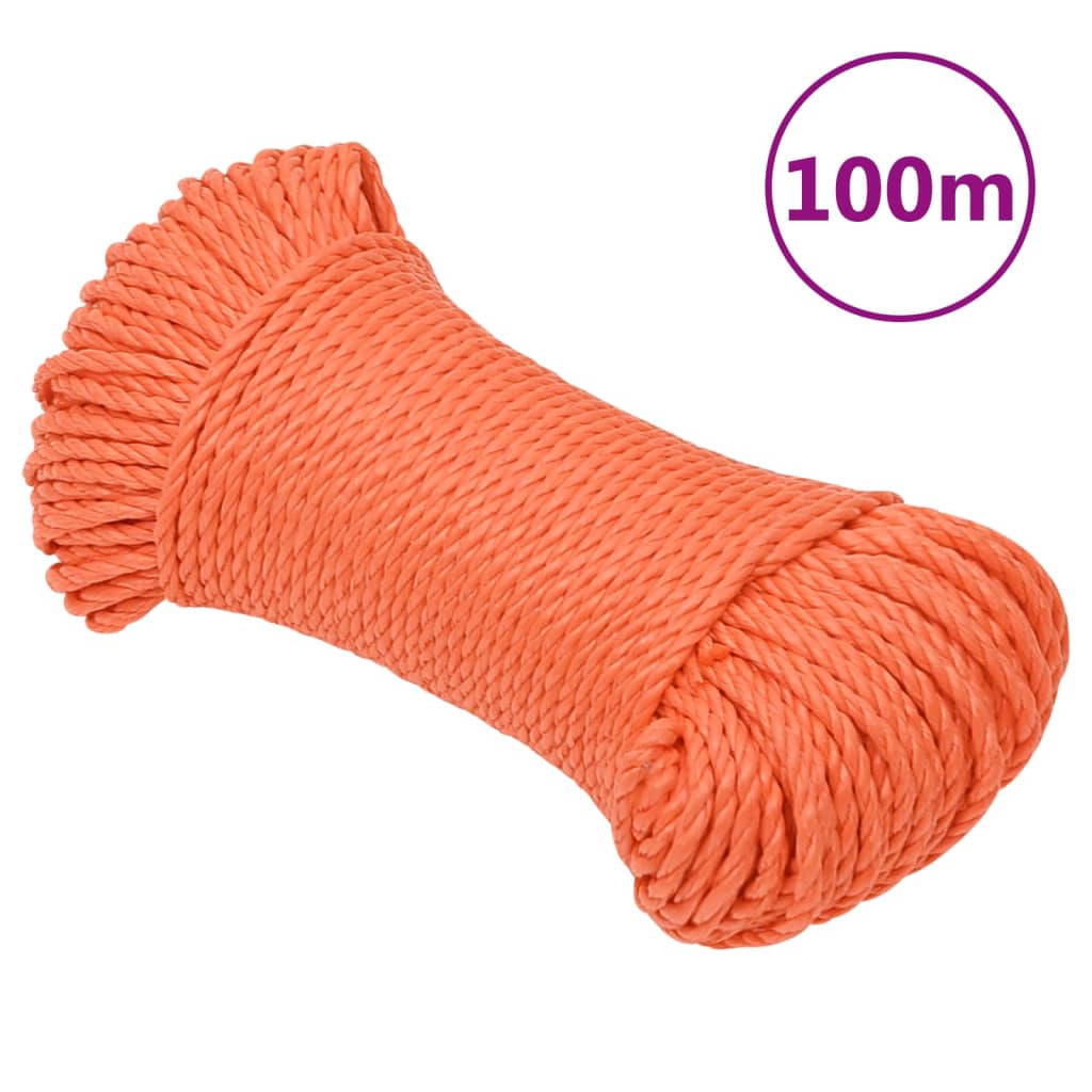 vidaXL Work Rope Orange 8 mm 100 m Polypropylene