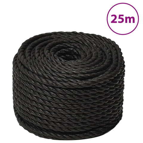 vidaXL Work Rope Black 14 mm 25 m Polypropylene