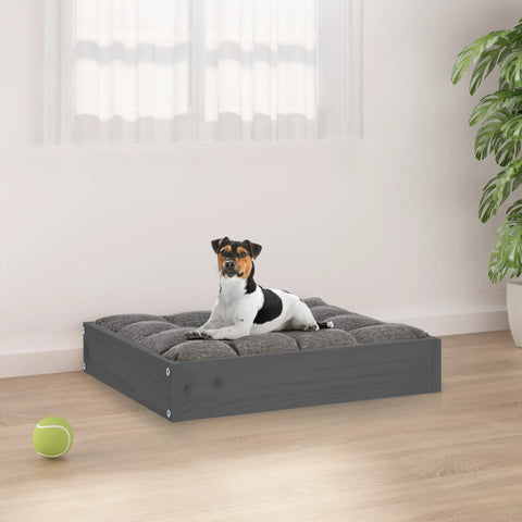 vidaXL Dog Bed Grey 51.5x44x9 cm Solid Wood Pine