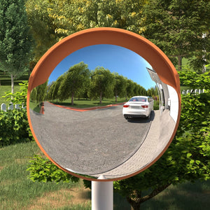 vidaXL Outdoor Convex Traffic Mirror Orange Ø30 cm Polycarbonate