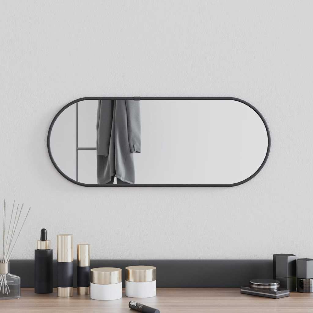 vidaXL Wall Mirror Black 50x20 cm Oval