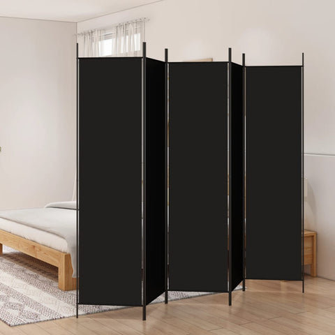 vidaXL 5-Panel Room Divider Black 250x200 cm Fabric