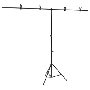 vidaXL T-Shape Background Stand Black 201x60x(70-200) cm