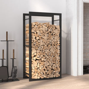 vidaXL Firewood Rack Matt Black 50x28x94 cm Steel