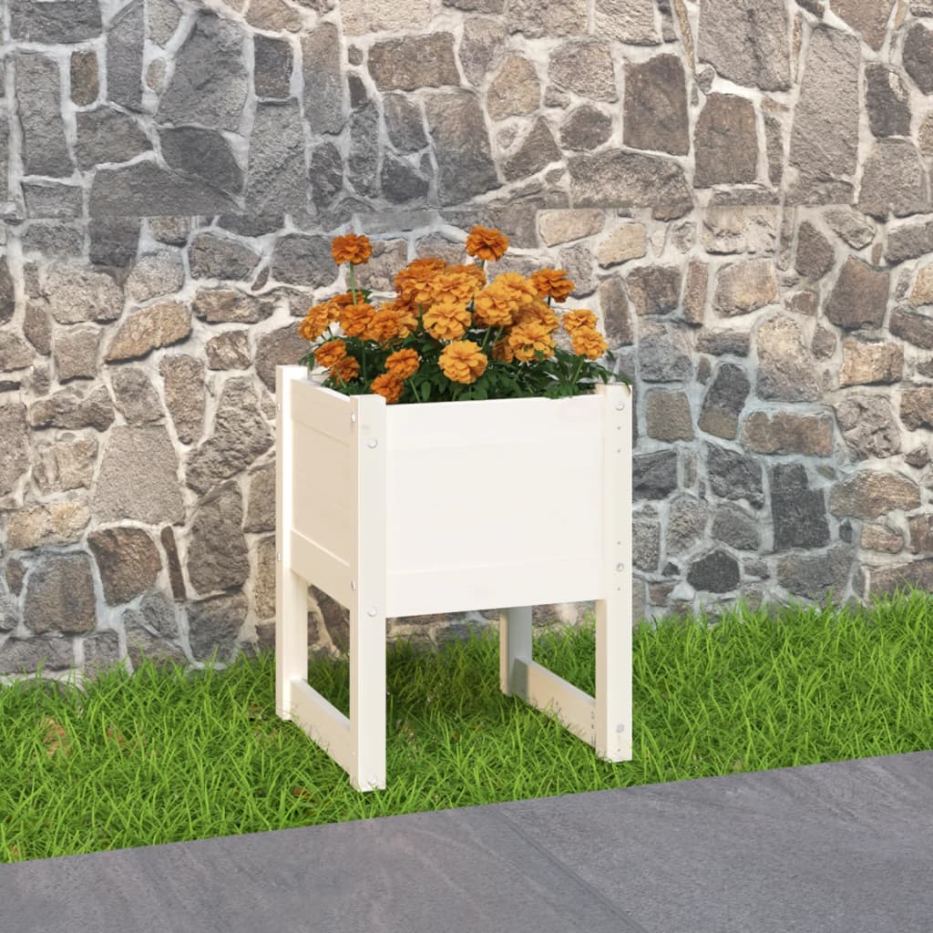 vidaXL Planter White 40x40x52.5 cm Solid Wood Pine