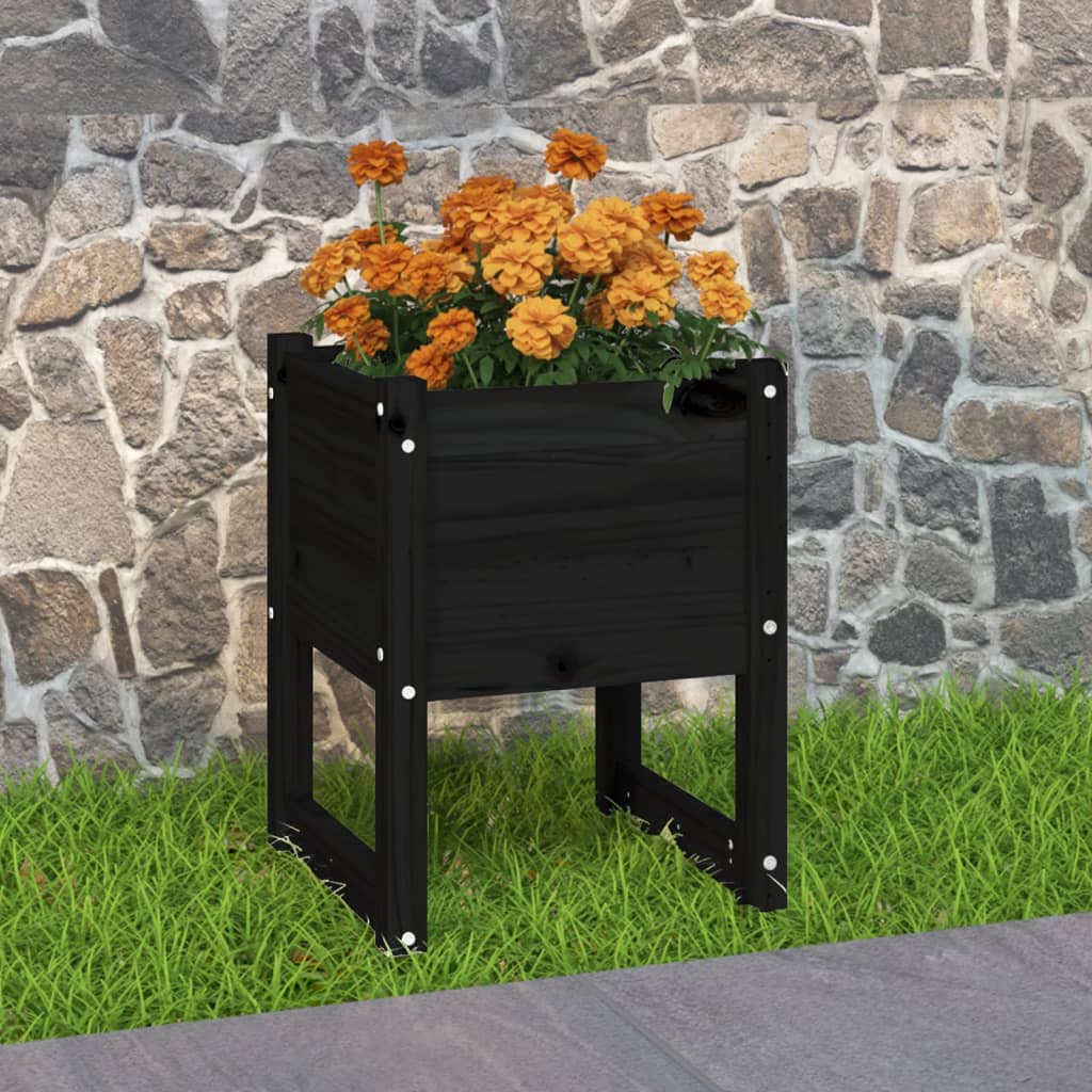 vidaXL Planter Black 40x40x52.5 cm Solid Wood Pine