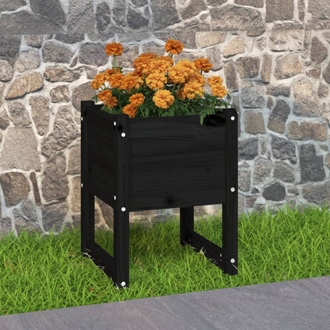 vidaXL Planter Black 40x40x52.5 cm Solid Wood Pine