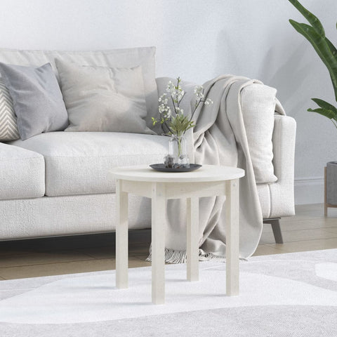 vidaXL Coffee Table White Ø 45x40 cm Solid Wood Pine