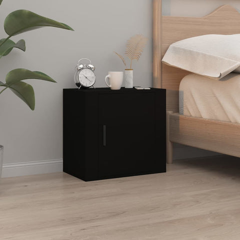 vidaXL Wall-mounted Bedside Cabinet Black 50x30x47 cm