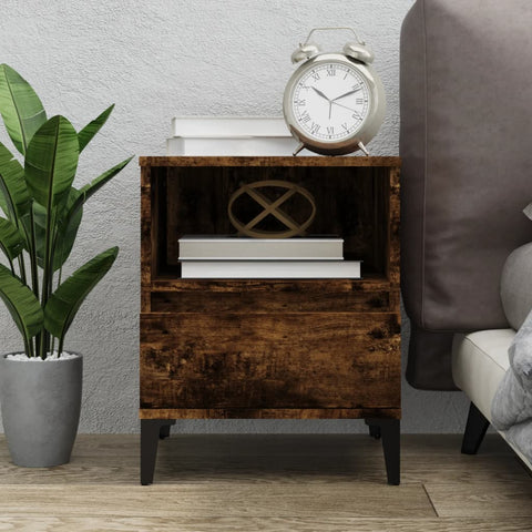 vidaXL Bedside Cabinet Smoked Oak 40x35x50 cm