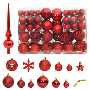 vidaXL 111 Piece Christmas Bauble Set Red Polystyrene