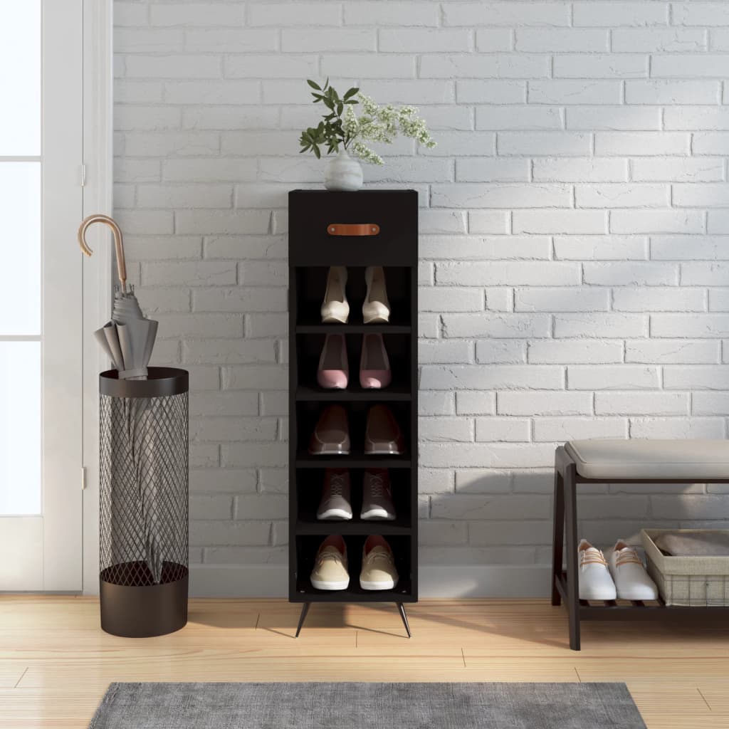 vidaXL Shoe Cabinet Black 30x35x105 cm Engineered Wood