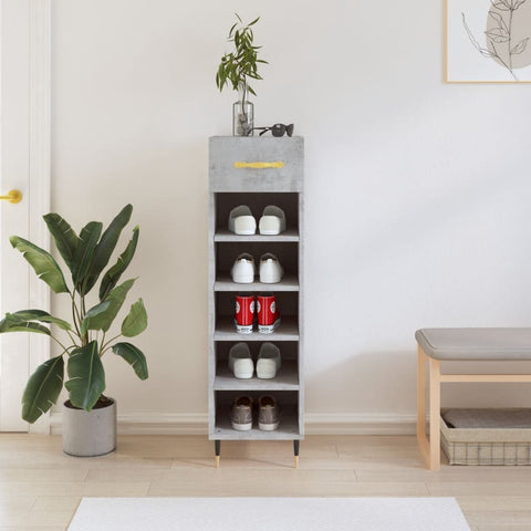 vidaXL Shoe Cabinet Concrete Grey 30x35x105 cm Engineered Wood