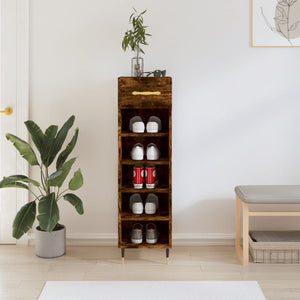 vidaXL Shoe Cabinet Smoked Oak 30x35x105 cm Engineered Wood