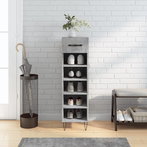 vidaXL Shoe Cabinet Concrete Grey 30x35x105 cm Engineered Wood