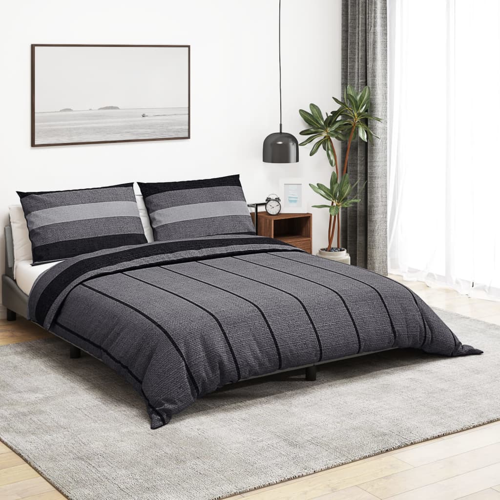 vidaXL Duvet Cover Set Dark Grey 140x200 cm Cotton