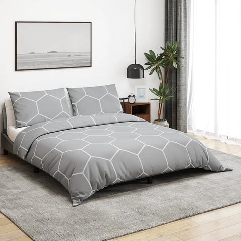 vidaXL Duvet Cover Set Grey 140x200 cm Cotton