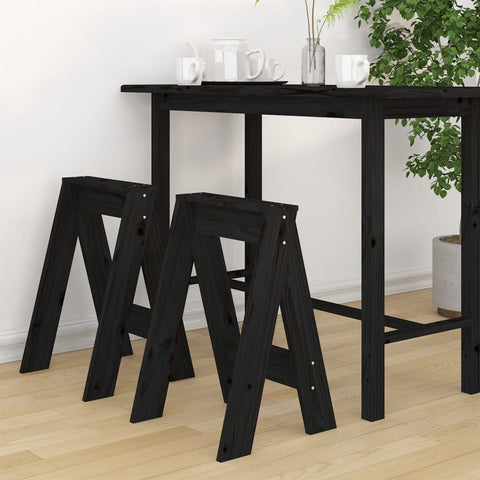 vidaXL Stools 2 pcs Black 40x40x60 cm Solid Wood Pine