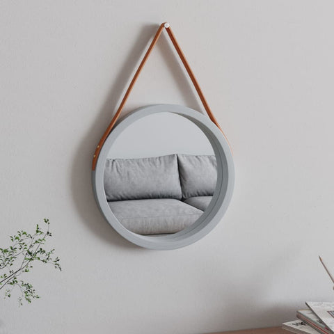 vidaXL Wall Mirror with Strap Silver Ç? 35 cm