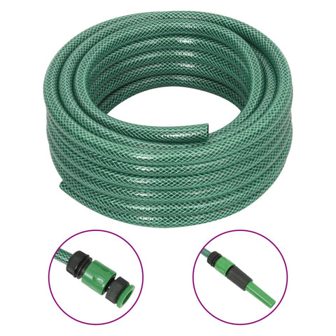 vidaXL Garden Hose with Fitting Set Green 0.5" 20 m PVC