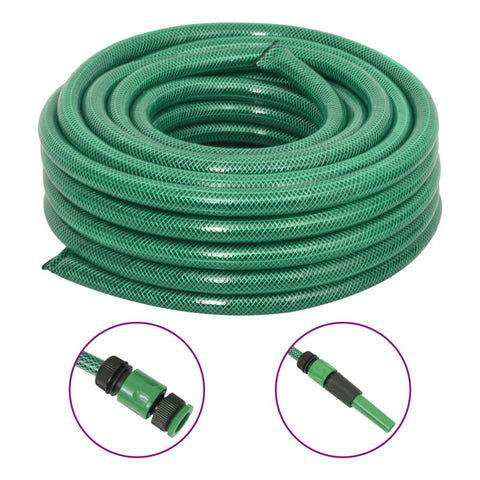 vidaXL Garden Hose with Fitting Set Green 0.75" 10 m PVC