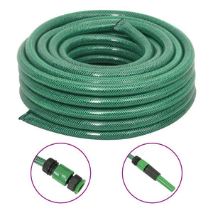 vidaXL Garden Hose with Fitting Set Green 0.75" 20 m PVC