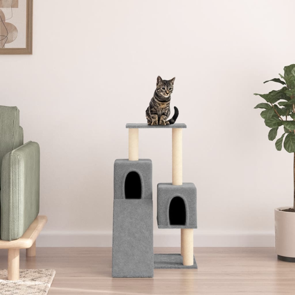 vidaXL Cat Tree with Sisal Scratching Posts Light Grey 82 cm