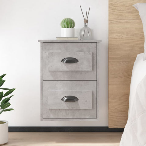 vidaXL Wall-mounted Bedside Cabinet Concrete Grey 41.5x36x53cm