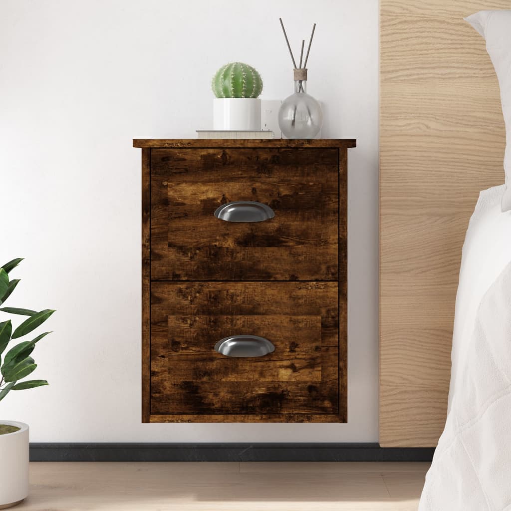 vidaXL Wall-mounted Bedside Cabinet Smoked Oak 41.5x36x53cm