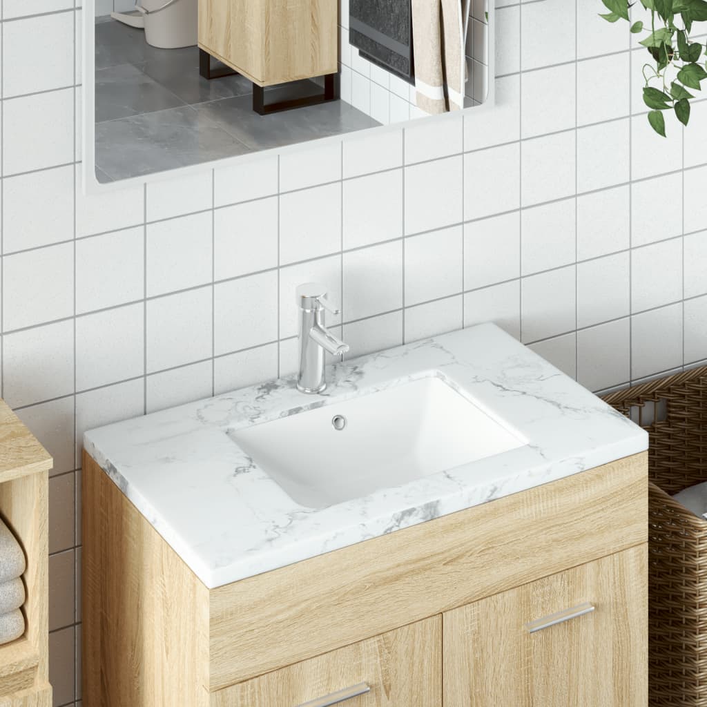 vidaXL Bathroom Sink White 47.5x35x19.5 cm Rectangular Ceramic