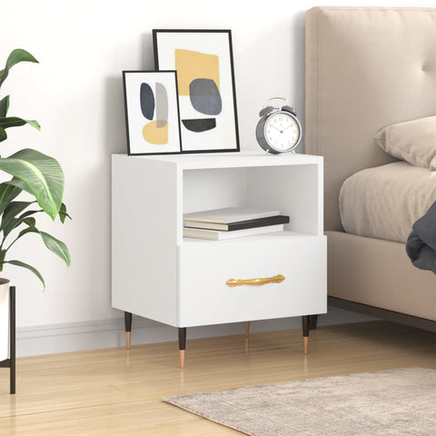 vidaXL Bedside Cabinet White 40x35x47.5 cm Engineered Wood