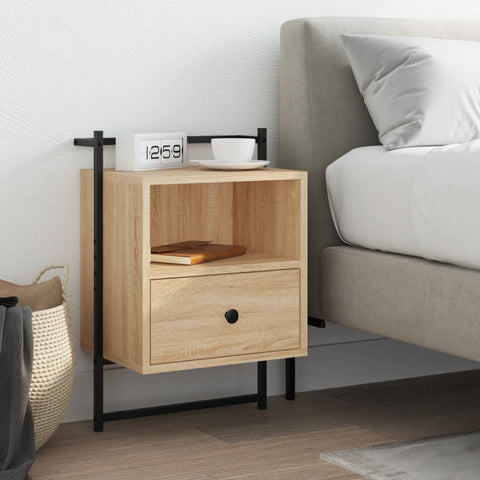 vidaXL Bedside Cabinet Wall-mounted Sonoma Oak 40x30x61 cm Engineered Wood