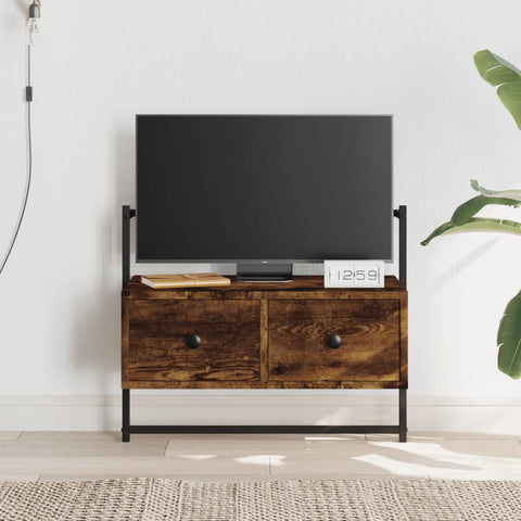 vidaXL TV Cabinet Wall-mounted Smoked Oak 60.5x30x51 cm Engineered Wood