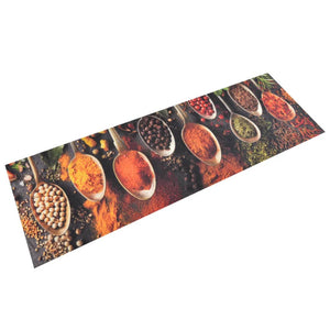 vidaXL Kitchen Rug Washable Spoon & Spices 60x180 cm Velvet